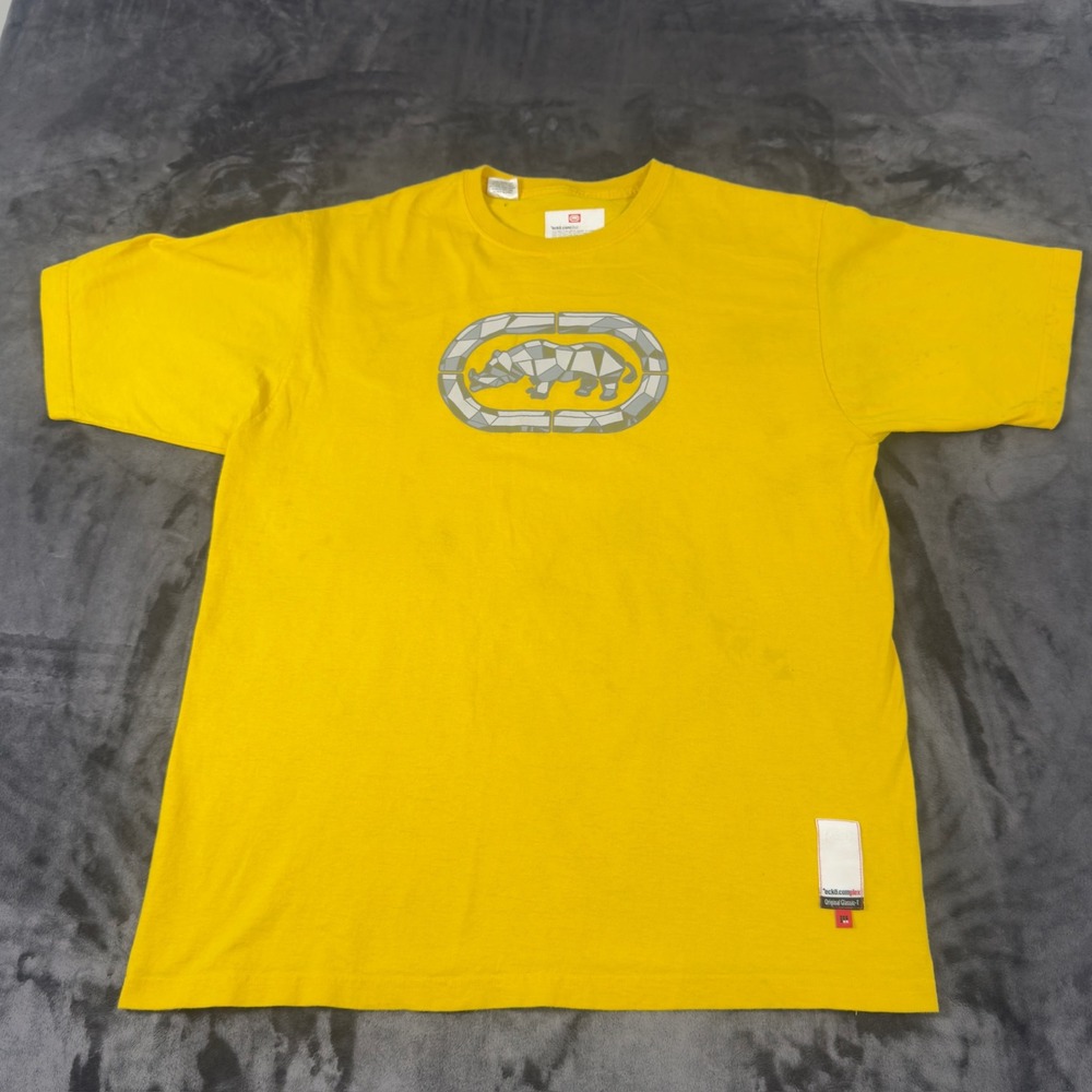 Ecko Unltd T-Shirt Mens XL Yellow Rhino Logo Graphic Streetwear Short Sleeve‎